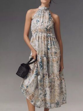 Anthropologie Somerset Chiffon Maxi Dress Sleeveless Size XL NWT